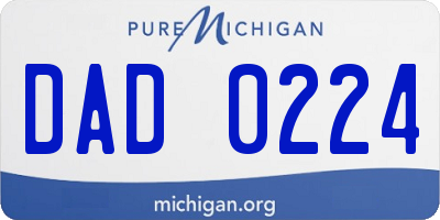 MI license plate DAD0224