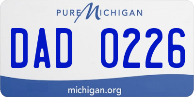 MI license plate DAD0226