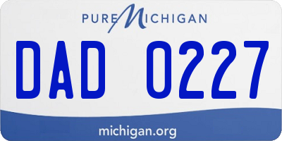 MI license plate DAD0227