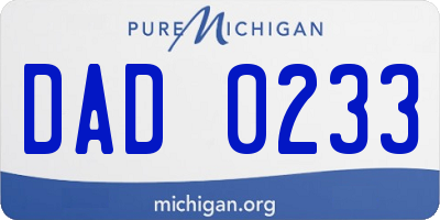 MI license plate DAD0233