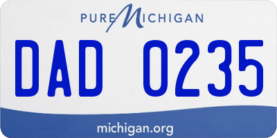 MI license plate DAD0235