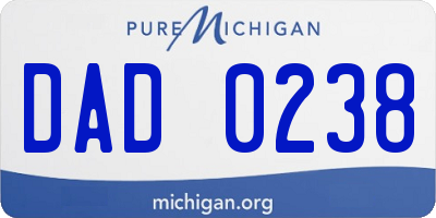 MI license plate DAD0238