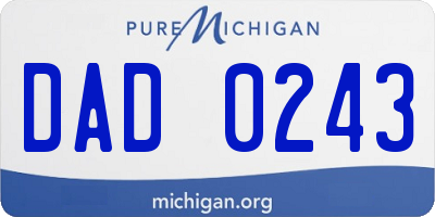 MI license plate DAD0243