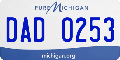 MI license plate DAD0253