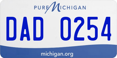 MI license plate DAD0254