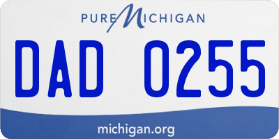 MI license plate DAD0255