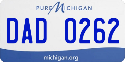 MI license plate DAD0262