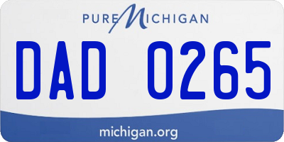 MI license plate DAD0265