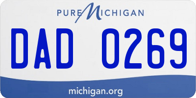 MI license plate DAD0269