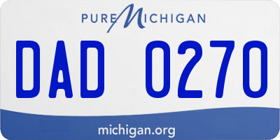 MI license plate DAD0270