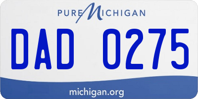 MI license plate DAD0275