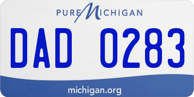 MI license plate DAD0283