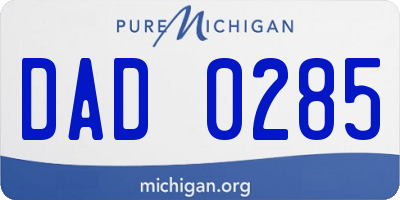 MI license plate DAD0285