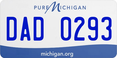 MI license plate DAD0293