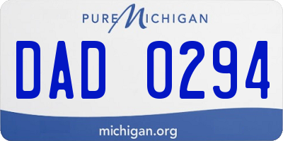 MI license plate DAD0294