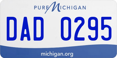 MI license plate DAD0295