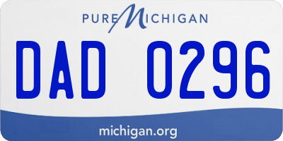 MI license plate DAD0296