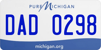 MI license plate DAD0298