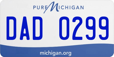 MI license plate DAD0299