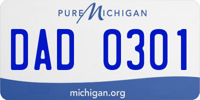 MI license plate DAD0301