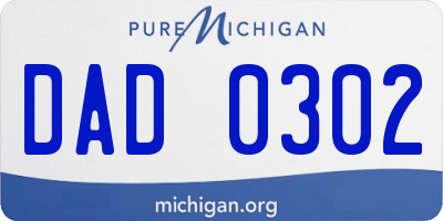 MI license plate DAD0302