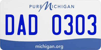 MI license plate DAD0303