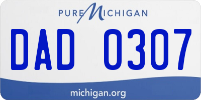 MI license plate DAD0307