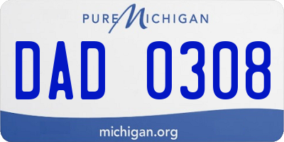 MI license plate DAD0308