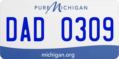 MI license plate DAD0309