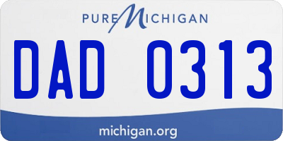 MI license plate DAD0313