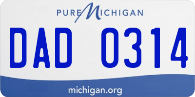 MI license plate DAD0314