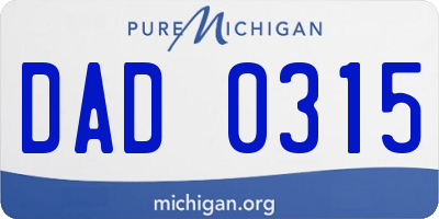 MI license plate DAD0315
