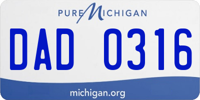 MI license plate DAD0316