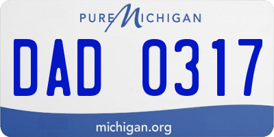 MI license plate DAD0317