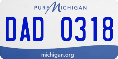 MI license plate DAD0318