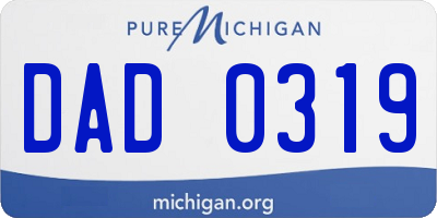 MI license plate DAD0319