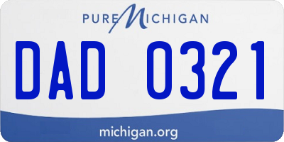 MI license plate DAD0321