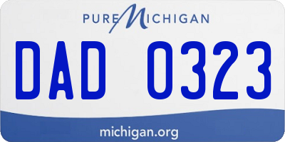 MI license plate DAD0323