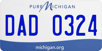 MI license plate DAD0324
