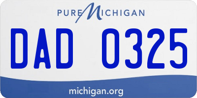MI license plate DAD0325