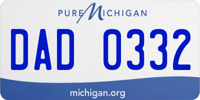 MI license plate DAD0332