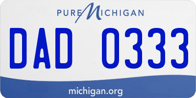 MI license plate DAD0333