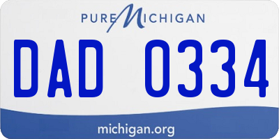 MI license plate DAD0334