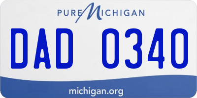 MI license plate DAD0340