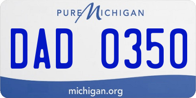 MI license plate DAD0350