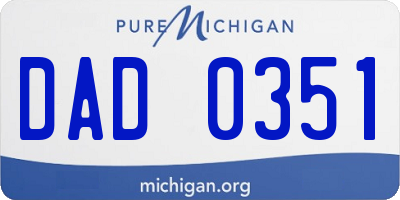 MI license plate DAD0351