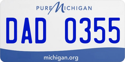 MI license plate DAD0355