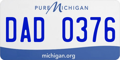 MI license plate DAD0376