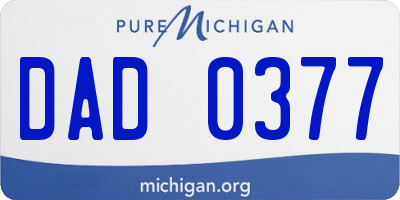 MI license plate DAD0377