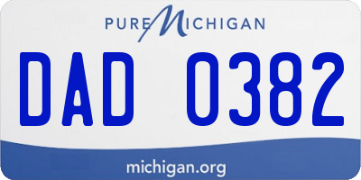 MI license plate DAD0382